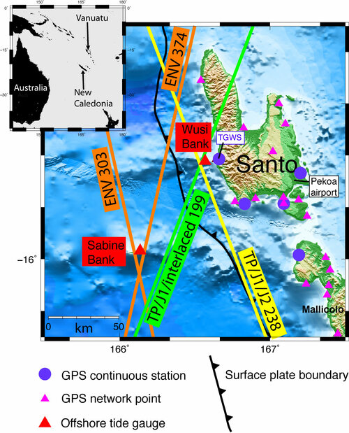 Comparison of sea-surface heights from altimetry and GNSS kinematic data offshore Vanuatu