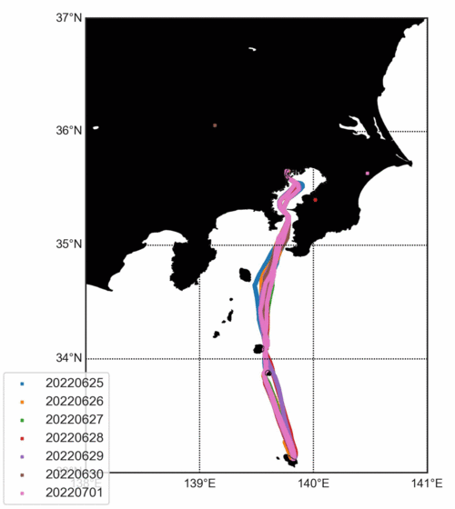 Daily monitoring of the Kuroshio over the Izu Ridge using ferry-onboard GNSS