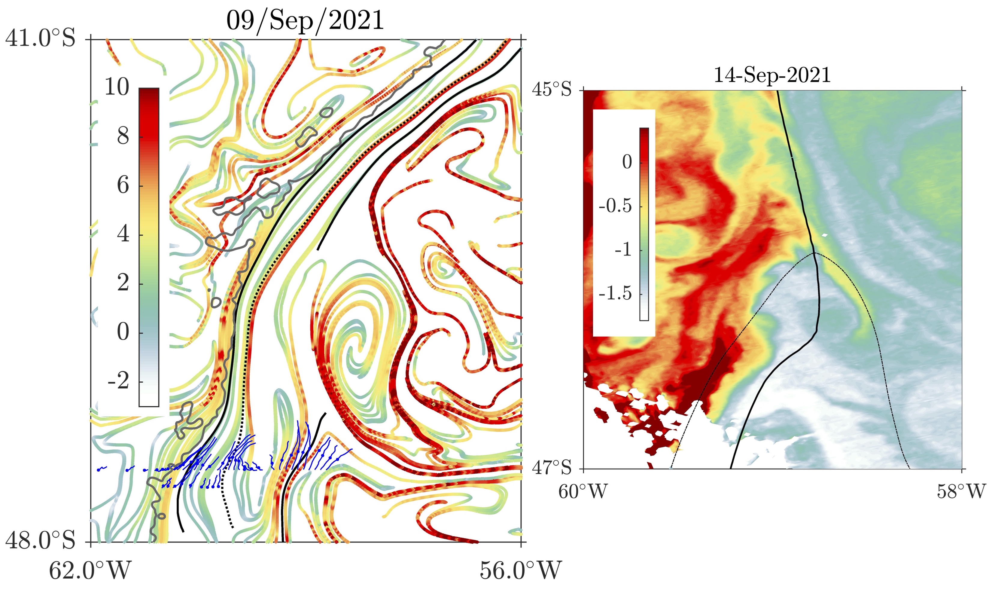 Multiple Lagrangian jet-core structures in the Malvinas Current