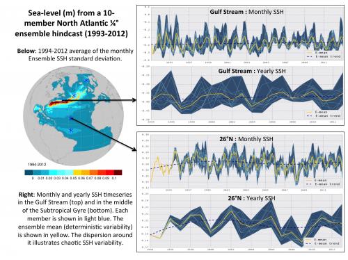 A probabilistic description of the forced and intrinsic oceanic variability: SSH, SST, MOC, water masses.